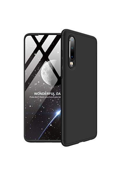 BLACK Husă detașabilă pentru Huawei P30, 360 de grade + folie PET, Neagră
