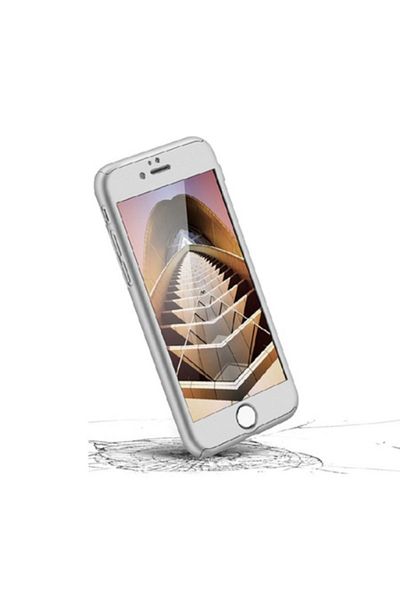 Silver Carcasă MyStyle argintie Full Body pentru Apple iPhone SE2, acoperire completă la 360 de grade cu folie de protecție
