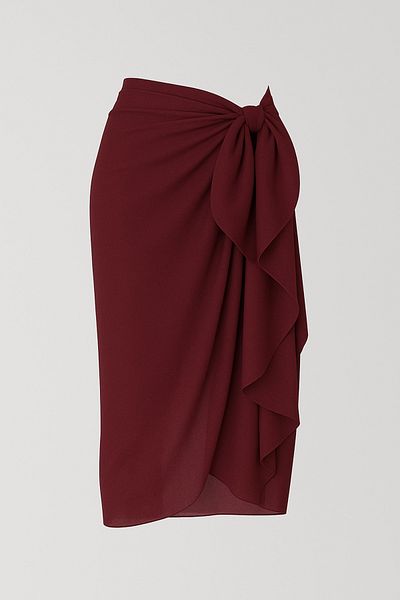 VOOP Burgundy Long Summer Chiffon Beach Pareo 80X150 cm Breathable Thin Fabric