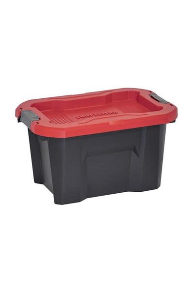 Generic CRAFTSMAN Rectangular Storage Tote with Latching Lid Black and Red 5 Gal 206410