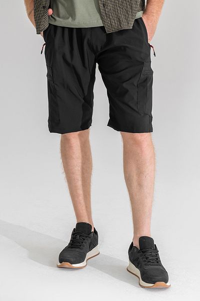 Souris Ανδρικό μαύρο σορτς 5 τσέπες Outdoor Cargo Capri αναπνεύσιμο ύφασμα Lycra