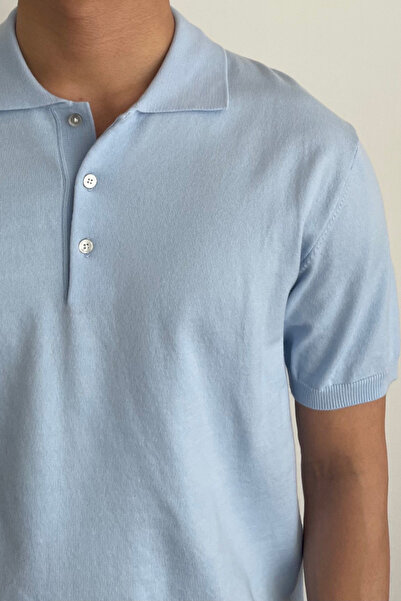 Tarz Cool Ανδρικό πλεκτό μπλουζάκι με κουμπιά με κανονική εφαρμογή