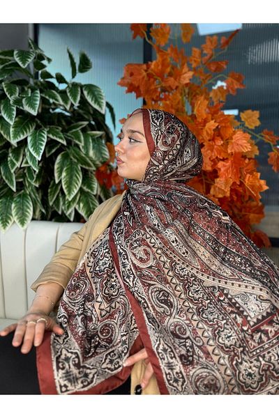 Oxygen Scarfs Nakkaş Pattern Cotton Silk Shawl-10003
