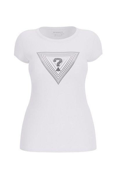 Guess Women's White Ombré Triangle Logo T-Shirt