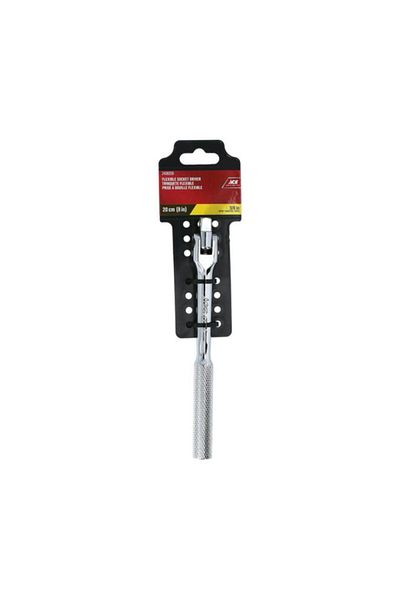 Generic ACE Chrome Vanadium Steel Flexible Socket Driver Silver 3/8 x 8inch WJ-01-2