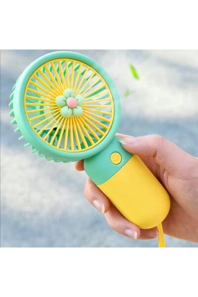OEM Portable Handheld Fan, USB Rechargeable, Compact, Yellow