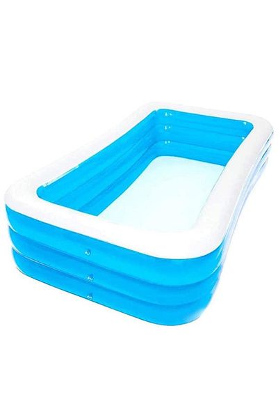 TodayShop Blue Inflatable Pool with 3 Rings, Ideal for Outdoor Fun, 210 cm