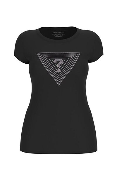 Guess Women's Black Ombré Triangle Logo T-Shirt
