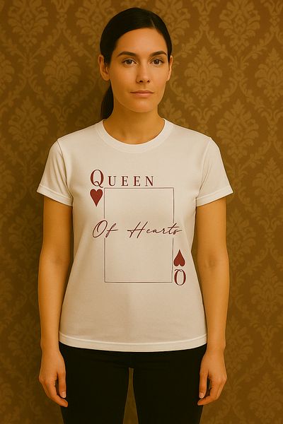vikitekno Queen Printed Crew Neck Sleeves Fold Slim Fit Belt Top Women's T-Shirt