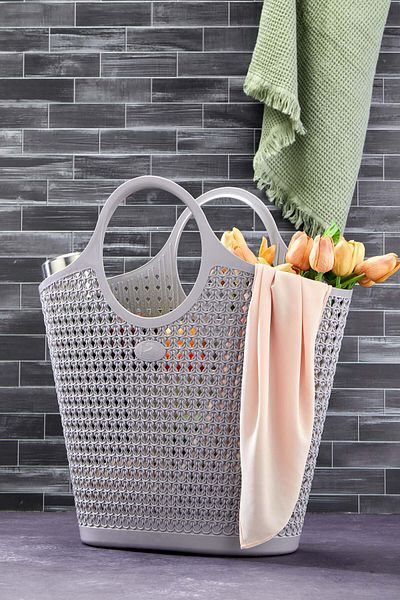Turkco Silicone Premium Easy Storable Basket Bag Organizer, 25Lt 43X28X48Cm