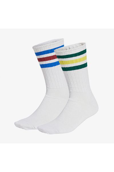 adidas Ribbed Crew Unisex White 2-Piece Long Socks