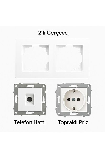 Ledarmy Karen Double Socket Frame Compatible Grounded Electrical Outlet Telephone Line Input Office and Home Use