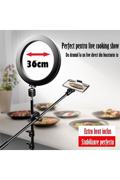 REVOSE Ring Light ™ Circular Lamp With Extra Arm, 210 Cm Tripod Included, Bluetooth Remote Control