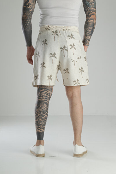 COCOPELLI Palm Patterned Linen Shorts