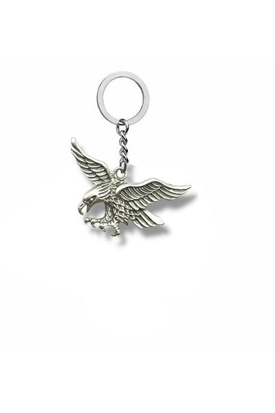 Herşey Nota Metal Keychain with Flying Eagle Figure – Detailed Symbol of Power and Freedom