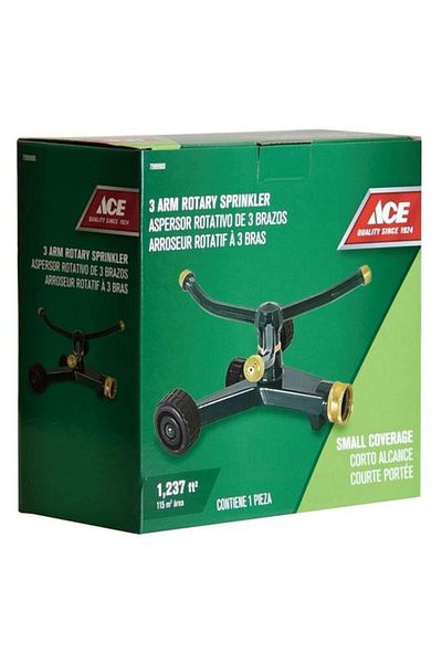 Generic ACE 3-Arm Small Coverage Rotary Sprinkler with Wheeled Base Black and Gold 7999900