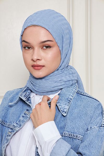 Gigiscarfs Şal Arya din șifon cu dungi degradate - Albastru denim -