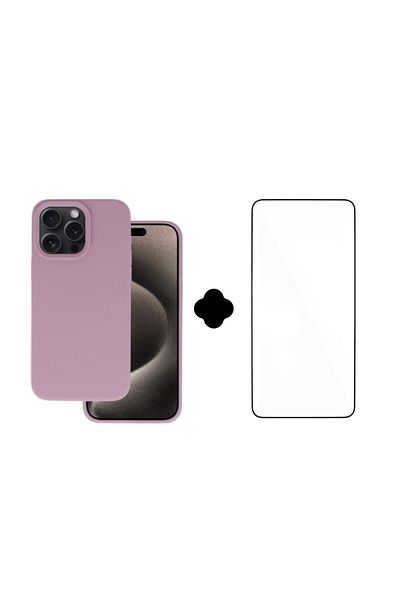 Gtech SET Silicone case + Transparent film, compatible with iPhone 16 Pro Max jelly, flexible, Heather