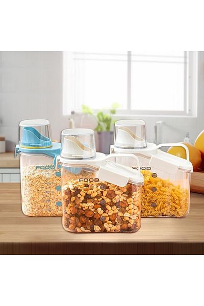 COOYA Kitchen Storage Containers, Sealed Design Measuring Cups with Pour Spouts for Cereals, Rice, Flour