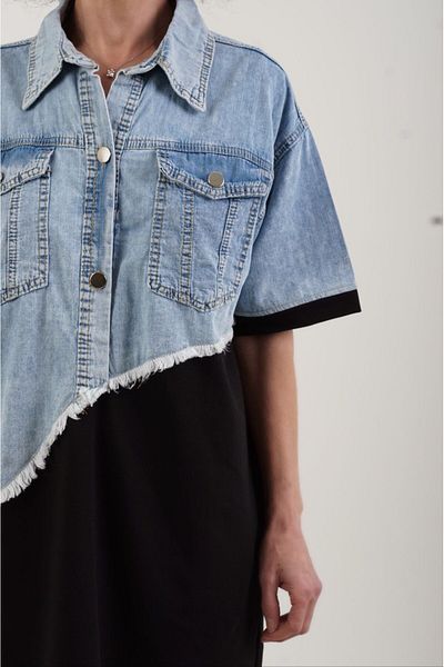GÜLDEN KATRAN Women's Asymmetrical Denim Detailed Dress