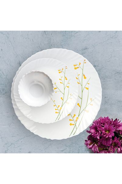 La Opala Dinnerware Set 20 Pcs, Elevate Your Dining Experience Dinnerware Set (Citron Weave)