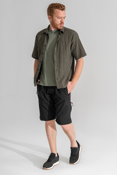 Souris Erkek Siyah 5 Cepli Outdoor Kargo Kapri Şort Nefes Alan Likralı Kumaş