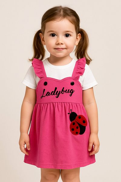 ASN APPAREL Baby Girl and Child Ladybug Dress Salopet