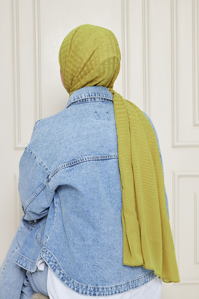 Gigiscarfs Σάλι Arya Chiffon με ντεγκραντέ ρίγες - Πράσινο λάδι -