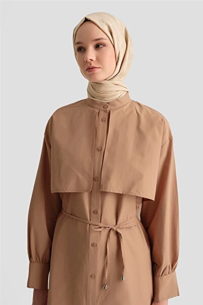 Armine Pelerin Detaylı Poplin Gömlek 25yh3442 Camel