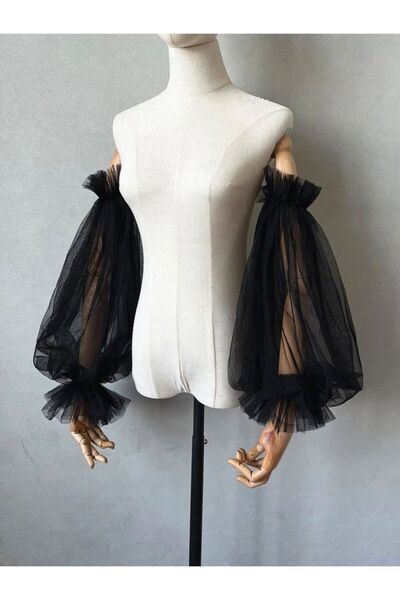 Patiska Nostalji Черна сватбена рокля и вечерна рокля с аксесоар за ръкава