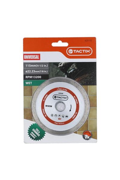 Generic Tactix 13200RPM Break-Resistant Tile Blade for Wet Surfaces White 115mm