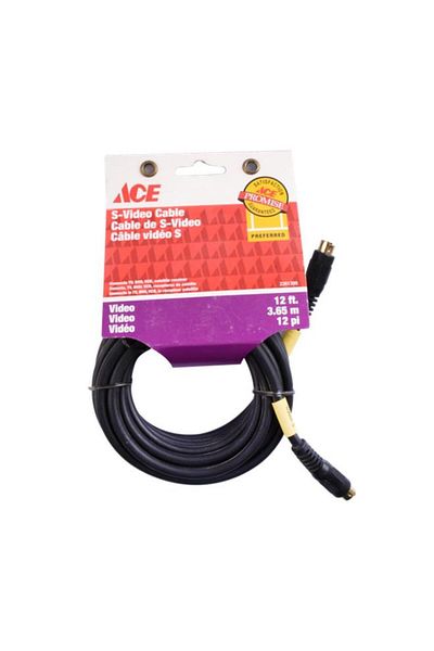 Generic ACE Corrosion-Resistant Durable S-Video Cable Black and Gold 12ft 3381399