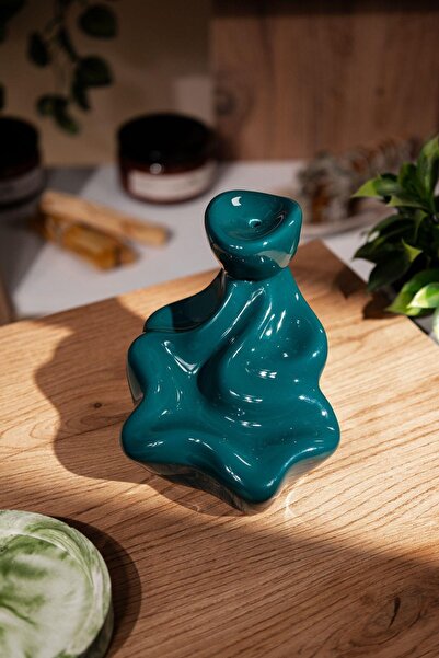 Love Bundles Petrol Mavisi El Yapımı Seramik Geri Akış Şelale Tütsülük