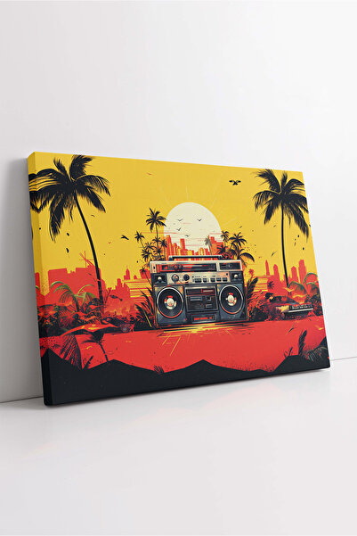 KOSS Dijital Tablou de pânză cu muzică multicoloră, pânză cu casetofon, pictu...