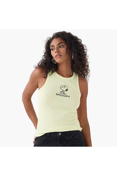 SP Characters Snoopy Embellished Sleeveless Tank Top