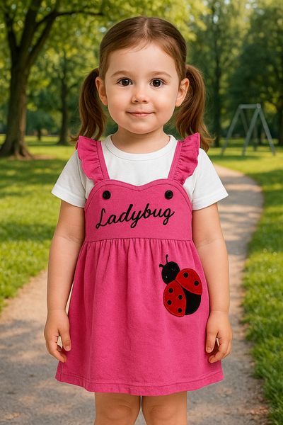 ASN APPAREL Baby Girl and Child Ladybug Dress Salopet
