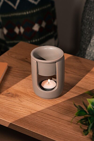 Love Bundles Gri Geniş Hazneli Seramik El Yapımı Buhurdanlık