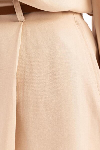 ALLDAY Μπεζ πλισέ φούστα με ζώνη