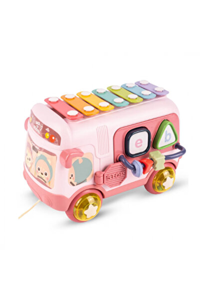 OEM Autobuz interactiv cu xilofon și carusel de jucărie, roz