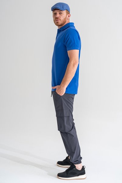 Souris Men's Gray Elastic Leg Pocket Pocket Trousers Lycra Flexible Thin Fabric