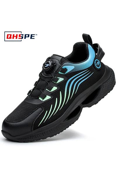 Choice 42 F-Blue Rotating Button New Safety Shoes Men Anti-smash Anti-puncture Work Shoes Fashion Men Sport