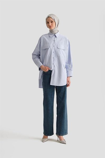 Armine Two Pocket Oversize Shirt 25Yh3443 Indigo