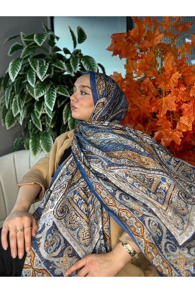 Oxygen Scarfs Nakkaş Pattern Cotton Silk Shawl-10003
