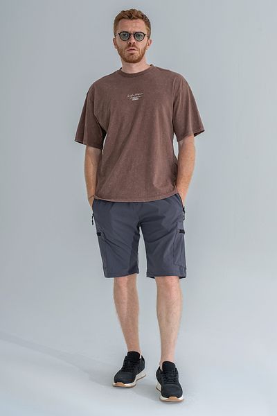 Souris Men's Gray 5 Pockets Outdoor Cargo Capri Shorts Breathable Lycra Fabric