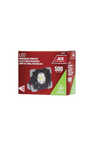 Generic ACE 500-Lumens LED Rechargeable Flood Light Black and Grey 3999598