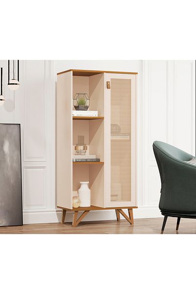 JB Moviecs Sideboard with 3 shelves and a door for the home, off-white color
