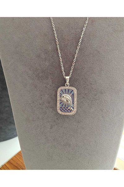 stainless steell Blue Mineli Dolphin Tarot Necklace
