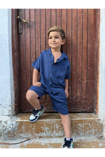 maykids Oversize Shirt Shorts Set Navy Blue