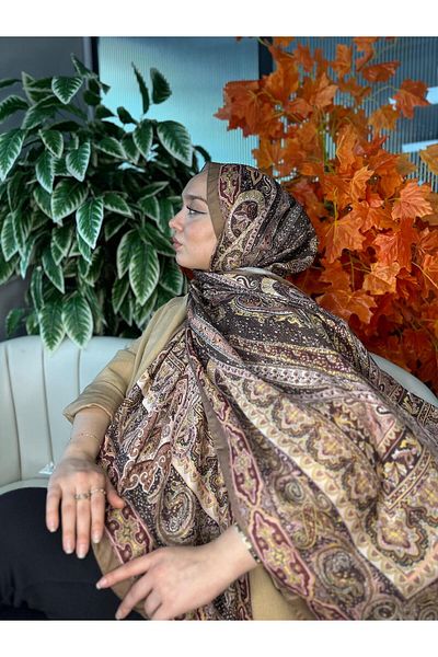 Oxygen Scarfs Nakkaş Pattern Cotton Silk Shawl-10003