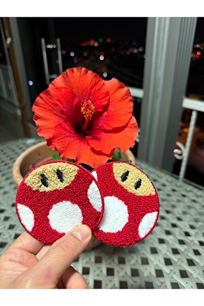 İNCİ ÇEYİZ 2 Adet Punch Uğur Böceği Araba Bardak Altlığı.&Araba Aksesuar 7 Cm...